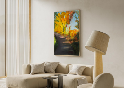Alain Roch’s Walk in Nature 2 displayed in a contemporary neutral living room interior.